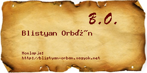 Blistyan Orbán névjegykártya